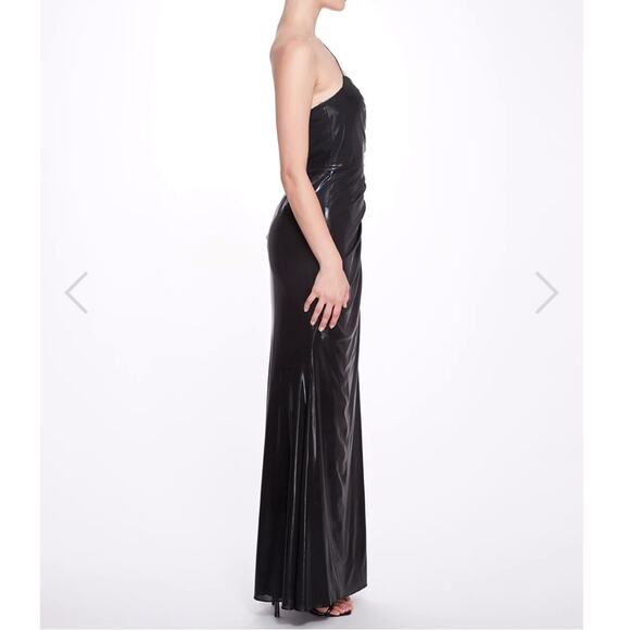 Marchesa Notte Ruched Gown Dress Lame Black Size 8 NEW - Picture 3 of 10